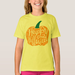 Camiseta Boas inscrições do Dia das Bruxas em abóbora escul