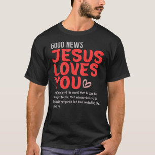 Camiseta Boas Notícias Jesus Te Ama Bíblia de Mensagens Cri
