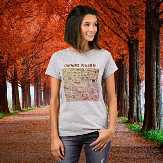 Camiseta Boas Notícias: Rua de Rae. Placa do Gráfico de Lou (Criador carregado)