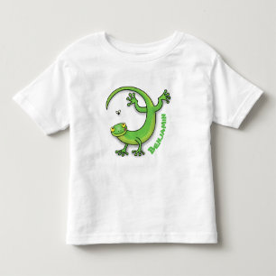 Camiseta Boas saudações da lagartixa verde e feliz com dese