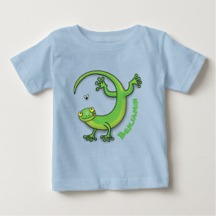 Camiseta Boas saudações da lagartixa verde e feliz com dese
