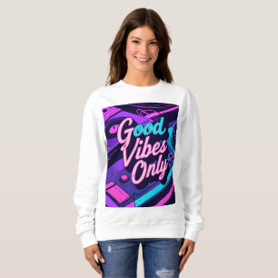 Camiseta Boas Vibes Apenas - Design Neon Vintage, Retro 80s