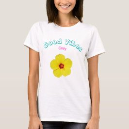 Camiseta Boas Víblias Apenas Arte de Hibisco Amarelo