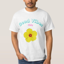 Camiseta Boas Víblias Apenas Arte de Hibisco Amarelo