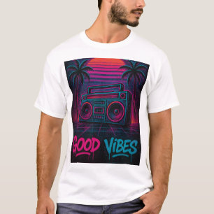 Camiseta Boas Vibrações Mural de Grafite Neon Synthwave