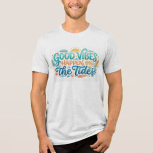 Camiseta Boas Vibrações Retro Acontecem na Praia das Marés