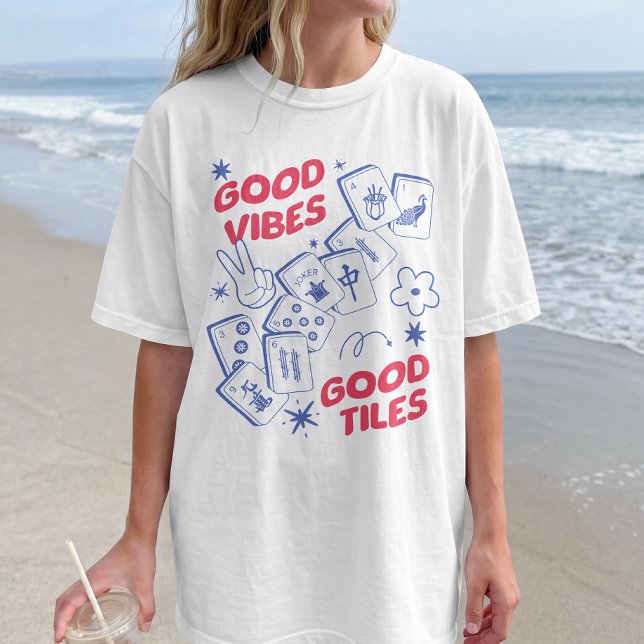 Camiseta Boas Vibrações Retro Mahjong (Criador carregado)