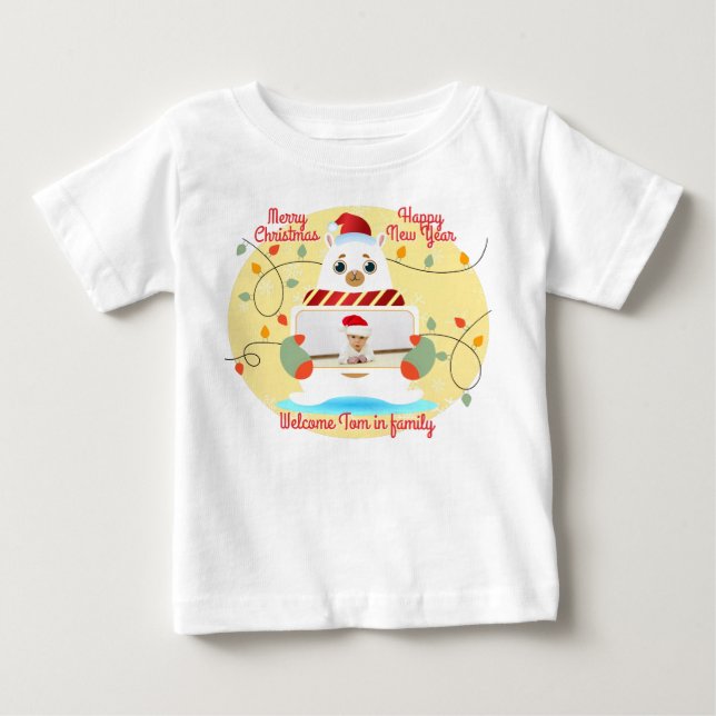Camiseta Boas-vindas de Natal para bebê (Frente)