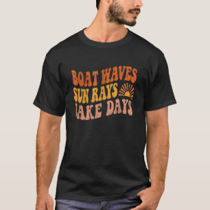Camiseta Boat Waves Sun Rays Dias Láteos Dias Fóco Retro 70