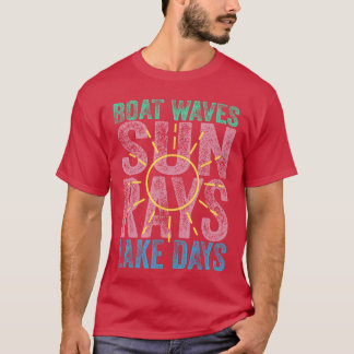 Camiseta Boat Waves Sun Rays Dias Láteos Dias Fóco Retro 70