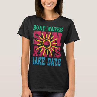 Camiseta Boat Waves Sun Rays Dias Láteos Dias Fóco Retro 70