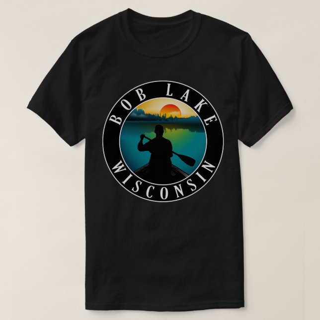 Camiseta Bob Lake Wisconsin Canoeing (Frente do Design)
