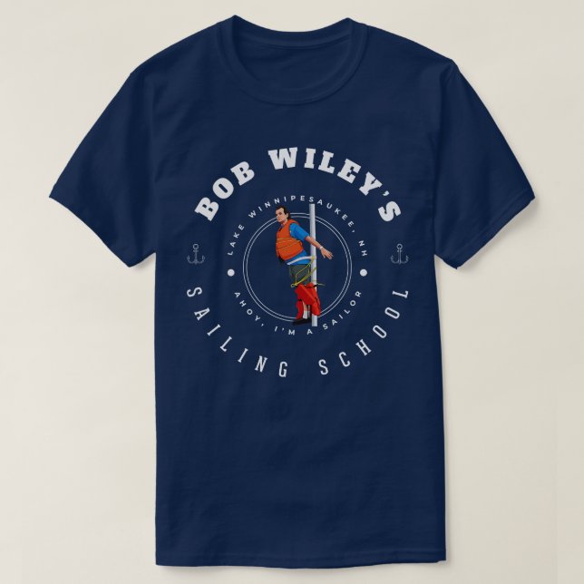 Camiseta Bob Wilys Sailing School Lake Winnipesaukee NH (Frente do Design)