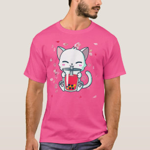Camiseta Boba Boba Cat Drinking Boba Cute Anime Girl Kawai