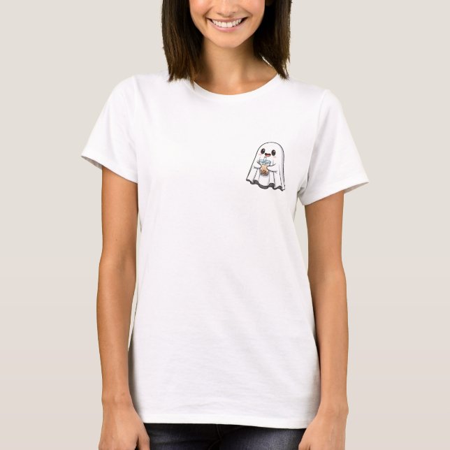 Camiseta Boba Boo: Fantasma Adorável com Bubble Tea (Frente)