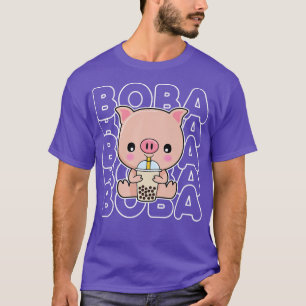 Camiseta Boba Bubble milk Tea Cute Anime Kawaii Pig Piggy T