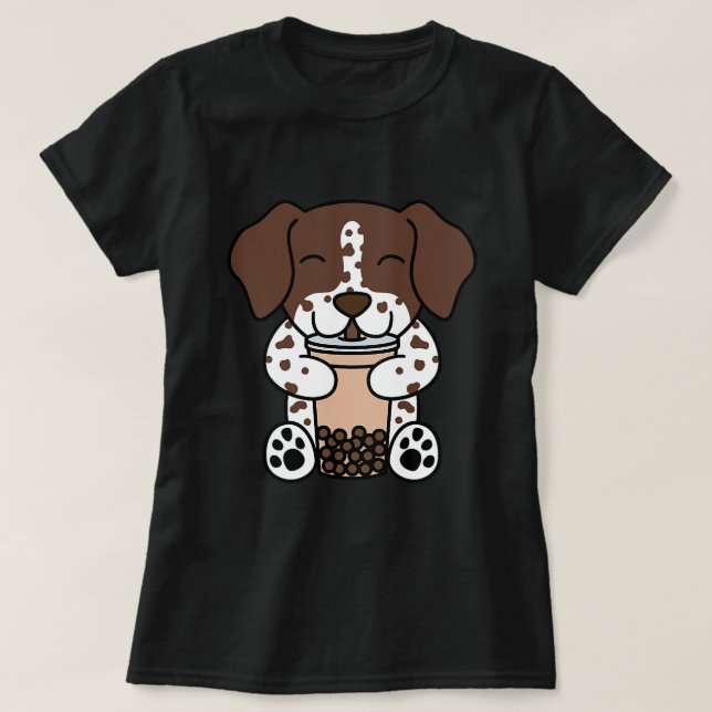 Camiseta Boba Bubble Milk Tea German Shorired Pointer Do (Frente do Design)
