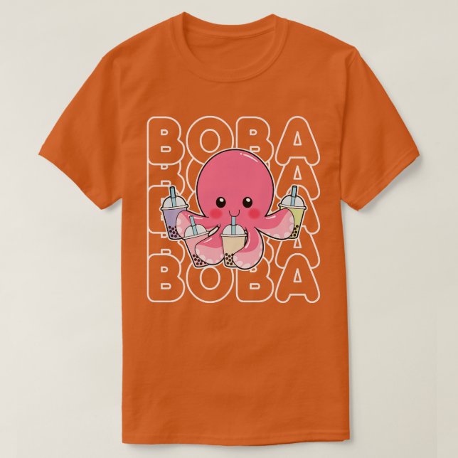 Camiseta Boba Bubble milk Tea Kawaii Octopus Adolescentes R (Frente do Design)