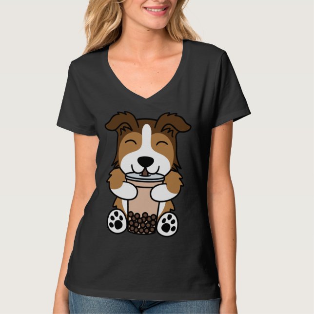 Camiseta Boba Bubble Milk Tea Shetland Sheepdog (Frente)
