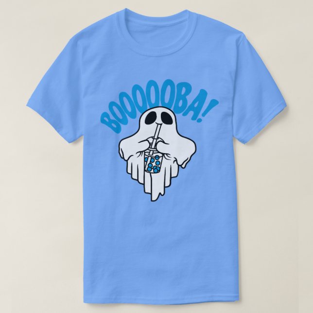 Camiseta Boba Bubble Tea bebendo Fantasma Funny Boooba Hall (Frente do Design)