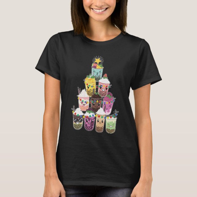 Camiseta Boba Bubble Tea Christmas Tree (Frente)