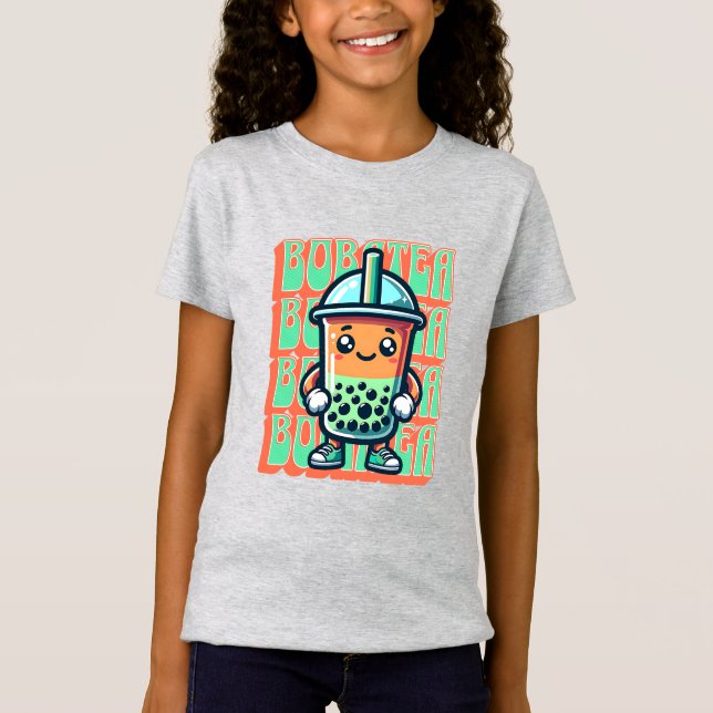 Camiseta Boba Bubble Tea Kawaii Cute Cartoon (Frente)