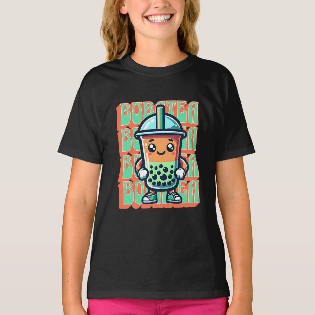 Camiseta Boba Bubble Tea Kawaii Cute Cartoon (Frente)