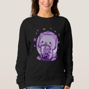 Camiseta Boba Cat Bebendo Boba Tea Cute Cat Japonês Engraça