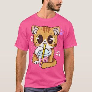 Camiseta Boba Cat Tea Bubble milk Tea Cute Kawaii Anime