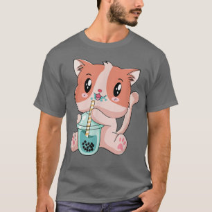 Camiseta Boba Cat Tea Bubble Tea Anime Kawaii Neko Kids Tea