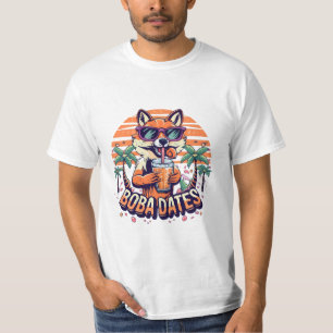 Camiseta Boba Dates Trendy Legal Fox Bebendo Boba Tea