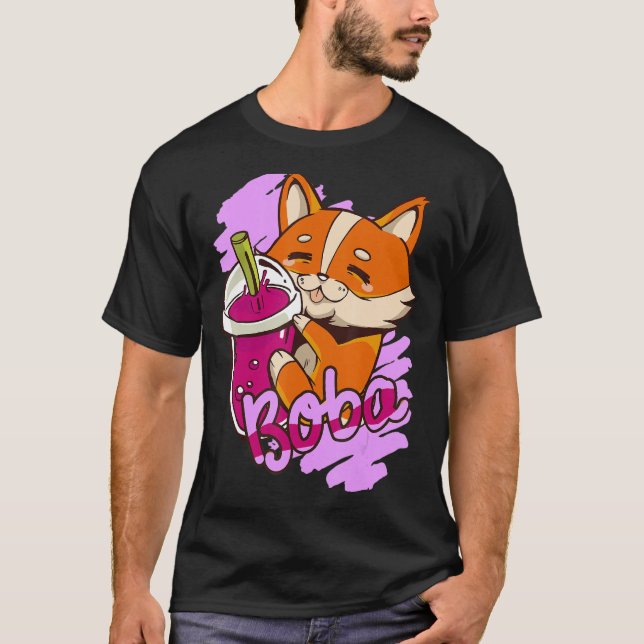 Camiseta boba de animação de chá (Frente)