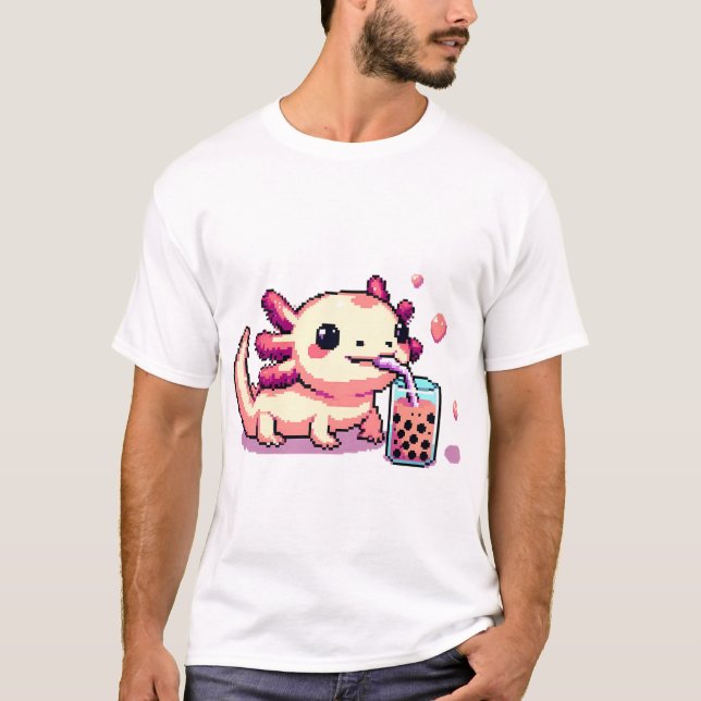 Camiseta Boba de perfuração Axolotl perfeito com pixel (Frente)