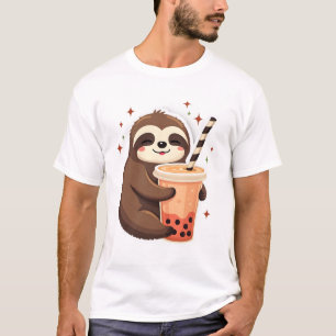 Camiseta Boba de Preguiça Vintage Fofa Amante de Chá Retro 