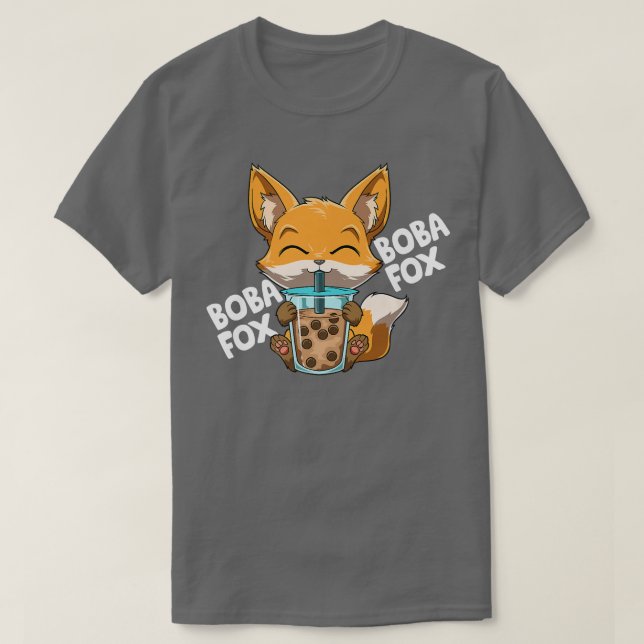 Camiseta Boba Fox Funny Kawaii Bubble Tea Premium (Frente do Design)