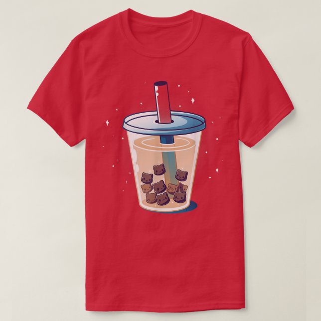 Camiseta Boba Gatinhos Anime Cats Boba Tea Bubble Japonês K (Frente do Design)