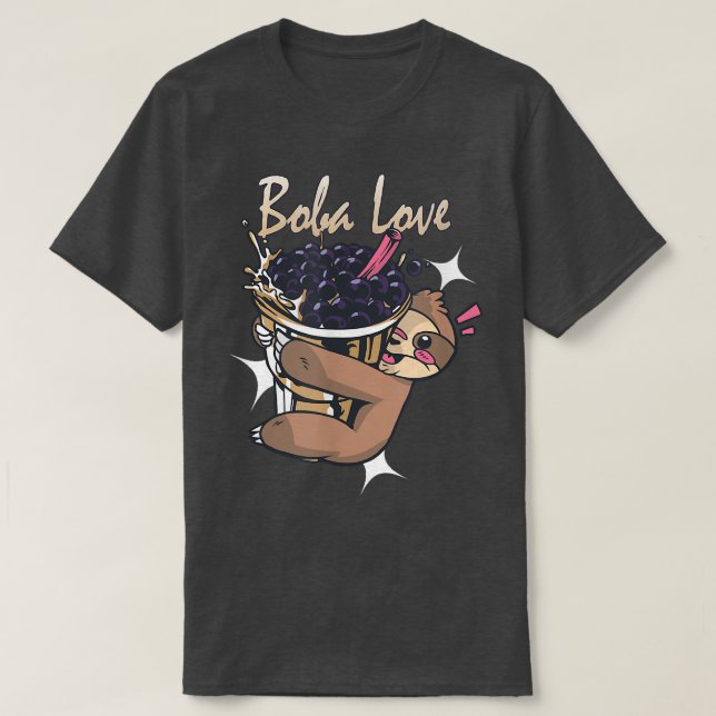 Camiseta Boba Love Anime Bubble Tea Sloth (Frente do Design)