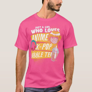 Camiseta Boba Lover Apenas Uma Menina Que Ama Anime Kpop E
