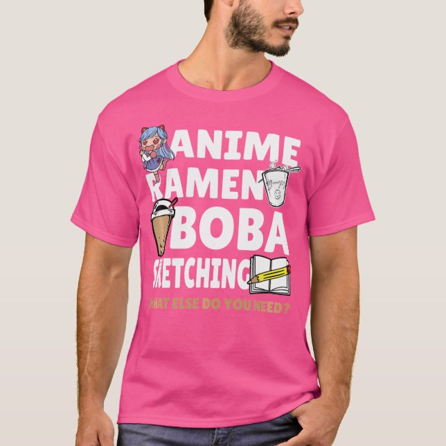 Camiseta Boba Milk Tea Anime Ramen Boba Sketching Bubble Te (Frente)