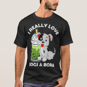 Camiseta Boba Milk Tea I realmente ama cães e Boba western