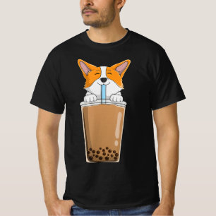 Camiseta Boba milk Tea Kawaii Corgi Puppy Rua de anime japo
