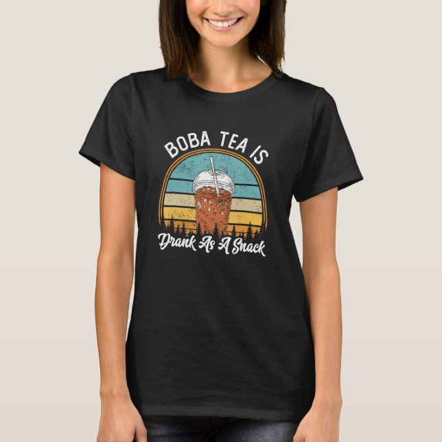 Camiseta Boba milk Tea Snacks Bolha Chá Tapioca Pérolas Cor (Frente)