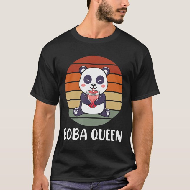 Camiseta Boba Queen Bubble Tea Japonês Panda Anime Ka (Frente)