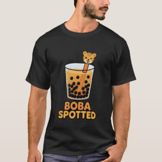 Camiseta Boba Spotted Cute Winking Leopard Bubble Tea Straw