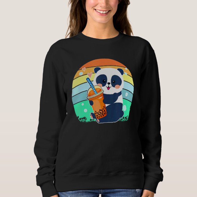 Camiseta Boba Tapioca Pérolas Bolhas Leite Tea Beber Panda  (Frente)