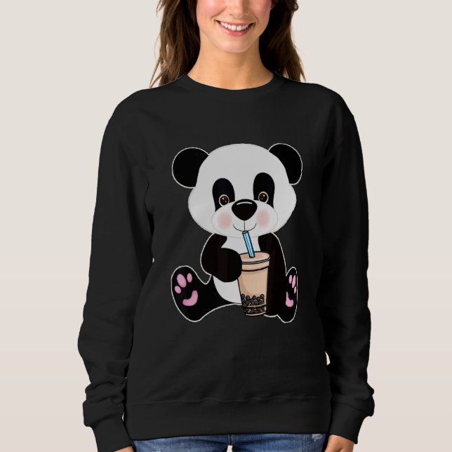 Camiseta Boba Tapioca Pérolas Bolhas Leite Tea Beber Panda (Frente)