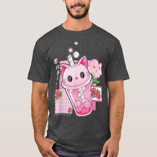 Camiseta Boba Tea Cat Bubble Tea Kawaii Anime Japonesa