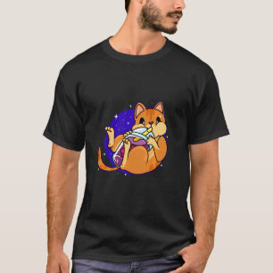 Camiseta Boba Tea Cat Gato Com Boba Tea