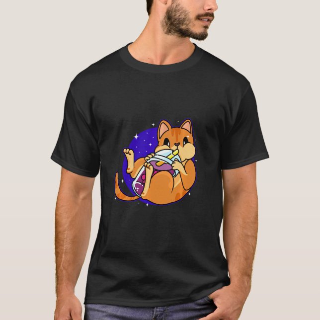 Camiseta Boba Tea Cat Gato Com Boba Tea (Frente)