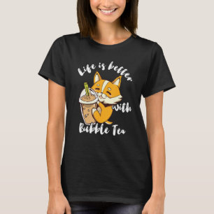 Camiseta Boba Tea Corgi A Vida Do Cachorro É Melhor Com Chá
